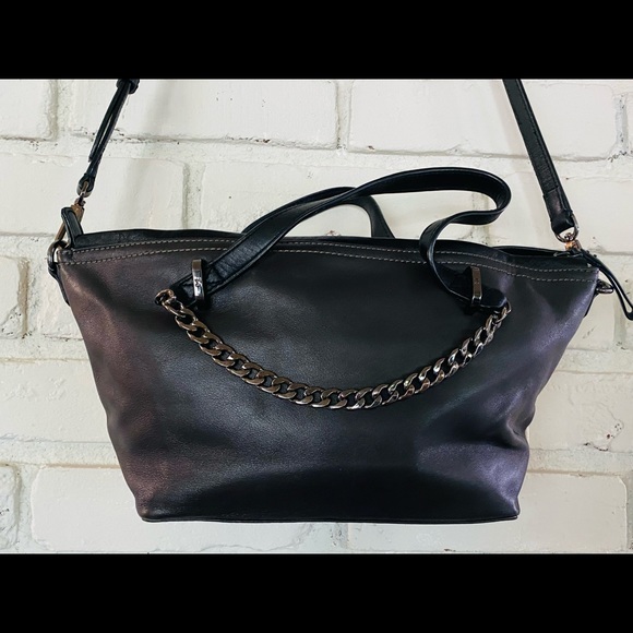 - Halston Heritage Black /gray White Satchel Handbag - Picture 3 of 10